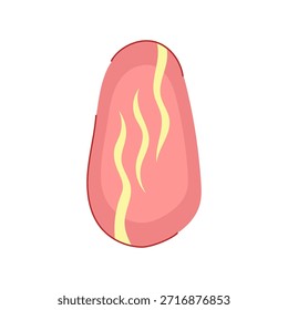 Artificial nail displaying a trendy pink background with elegant yellow wavy stripes, capturing modern beauty and personal style in a simple, isolated illustration