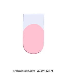 Uña artificial que representa un tratamiento de belleza común, mostrando una placa de uña larga y redonda con una base rosa y una punta francesa blanca y crujiente sobre un fondo blanco simple