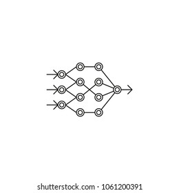 Artificial neural network icon. Outline artificial neural network vector icon for web design isolated on white background