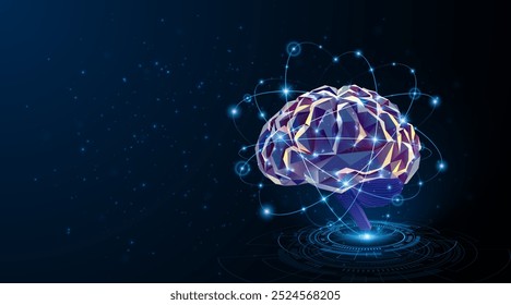 Rede neural artificial ou cérebro de inteligência artificial. Ciência do cérebro digital para a aprendizagem futura. tecnologia moderna inovação conceito fundo
