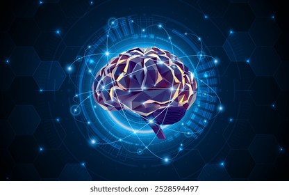 Artificial neural network or artificial intelligence brain. Digital brain science for future learning. modern technology innovation concept background