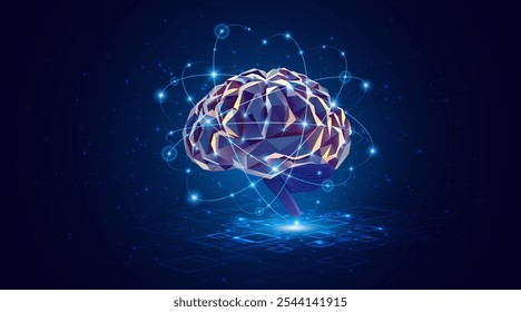 Artificial neural network or artificial intelligence brain. Digital brain science for future learning. modern technology innovation concept background	