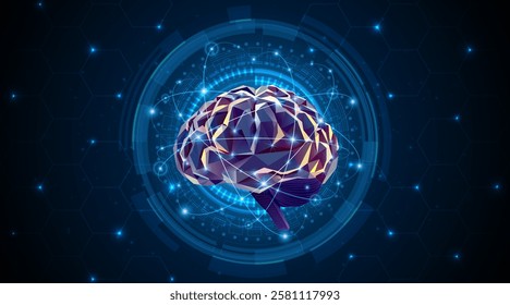 Artificial neural network or artificial intelligence brain. Digital brain science for future learning. modern technology innovation concept background	