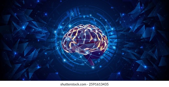Artificial neural network or artificial intelligence brain. Digital brain science for future learning. modern technology innovation concept background	