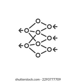 Artificial Neural Network vector concept icon or symbol in outline style