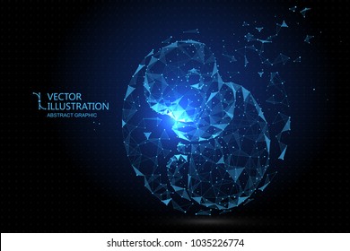 Artificial nurtured bionic fetuses, points and lines connected, vector illustration.