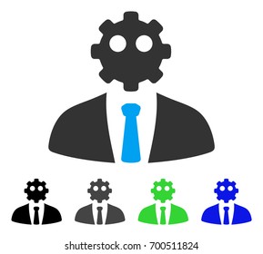 Artificial Office Worker flat vector illustration. Colored artificial office worker, gray, black, blue, green pictogram variants. Flat icon style for application design.