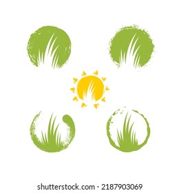Artificial Organic Turf Lawn and Garden Care Company Creative Design Element. Green Grass Landscaping Company Vector Illustration