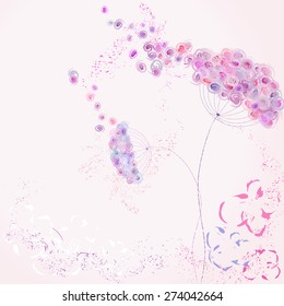 artificial pastel spring flower, with strokes and splashes, free copy space