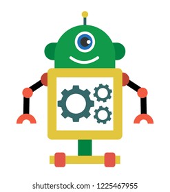 
Artificial person, robot technology flat icon

