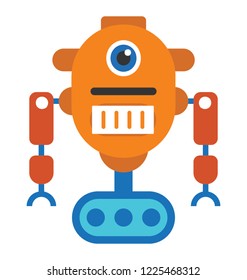 
Artificial person, robot technology flat icon
