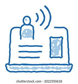 Artificial Personal Assistant sketch icon vector. Hand drawn blue doodle line art isolated symbol illustration