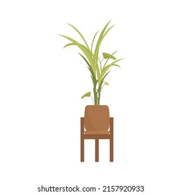 Artificial plant in a brown pot. Isolated. Flat style. Vector illustration