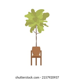 Planta artificial en una olla. Aislado. Estilo plano. Ilustración del vector