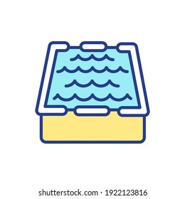 Artificial pond RGB color icon. Swimming pool. Water waves, tank for cultivating fish, shellfish, shrimp. Produce seafood. Aquafarm production. Mariculture business. Isolated vector illustration