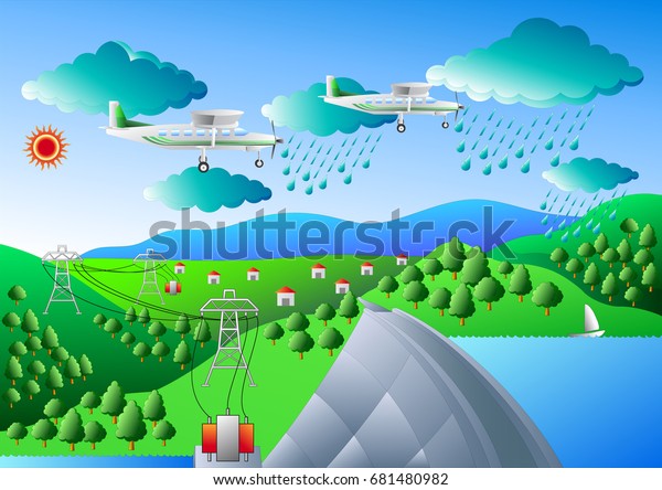 Artificial Rain Enhancement Cloud Seeding Can Stock Vector Royalty