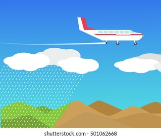 Artificial rain, Rainmaking, Cloud seeding vector