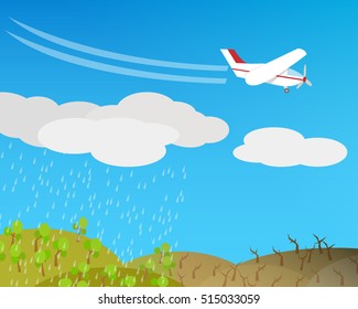 Artificial rain, Rainmaking, Cloud seeding,vector