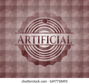 Artificial red geometric pattern emblem. Seamless.