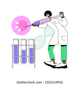 Ilustración vectorial de concepto abstracto de reproducción artificial. Reproducción, servicio de fertilización in vitro, inseminación artificial, ayuda a la infertilidad, metáfora abstracta de tecnología reproductiva.