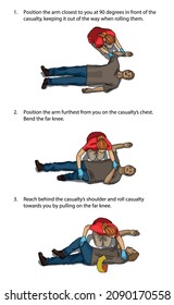 Artificial Respiration infographic diagram step by step poster with instructions showing a first aider providing it to a victim for emergency first aid medical education and health care