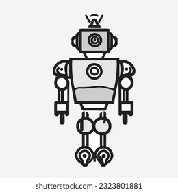 Icono artificial del logotipo del robot. Esquema robot artificial icono vector para el diseño web aislado en fondo blanco