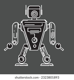 Icono artificial del logotipo del robot. Esquema robot artificial icono vector para el diseño web aislado en fondo blanco