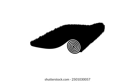 artificial rolled grass, black isolated silhouette