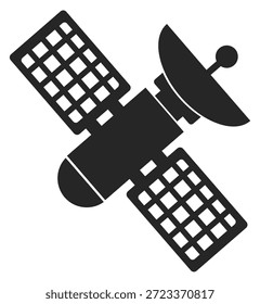 Künstliches schwarzes Satellitensymbol. Raumplaneten-Umlaufbahnstation
