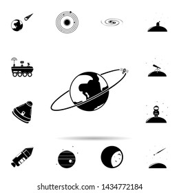 Artificial satellite and earth icon. Universal set of space for website design and development, app development
