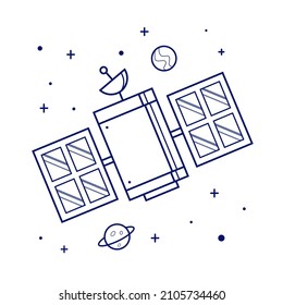 Artificial satellite floating in space