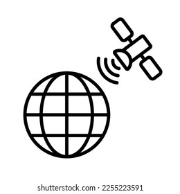 Artificial satellite icon orbiting the earth. Satellite Internet. Vector.