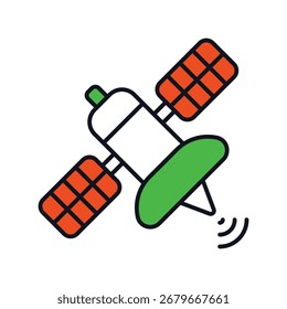 Icono de satélite artificial con fondo blanco Vector Ilustración de stock