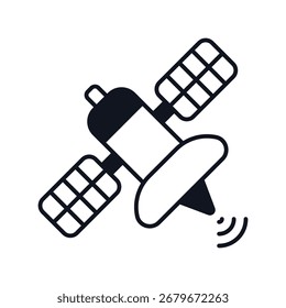Ícone de satélite artificial com vetor de fundo branco ilustração de stock