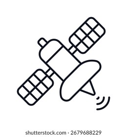 Artificial Satellite icon with white background vector stock illustration