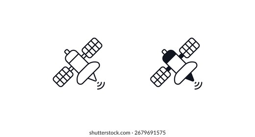 Satélite artificial definir ícone com branco fundo vetor ilustração stock