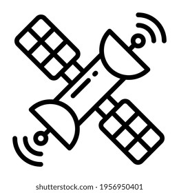 Artificial satellite or artificial spaceflight icon in linear style