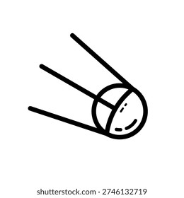 Artificial satellite sputnik in space, minimalist line vector icon