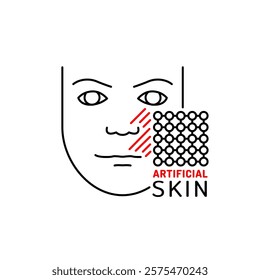 Artificial skin technology linear icon. Editable stroke. Minimalist medical concept. Medical innovation for tissue regeneration and wound healing. Vector illustration isolated on a white background.