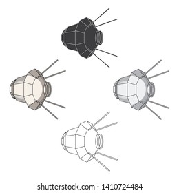 Artificial, space satellite of the Earth. Space technology single icon in cartoon,black style vector symbol stock illustration web.