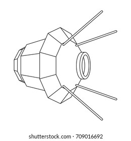 Artificial, space satellite of the Earth. Space technology single icon in outline style vector symbol stock illustration web.