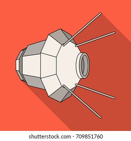 Artificial, space satellite of the Earth. Space technology single icon in flat style vector symbol stock illustration web. - Shutterstock ID 709851760