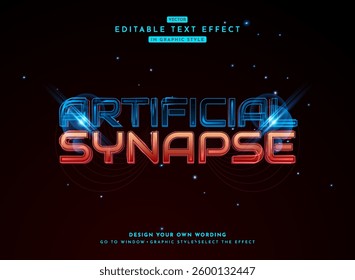 artificial synapse blue red Digital Futuristic Text Effect, Shiny, Metallic, and Sci Fi Inspired