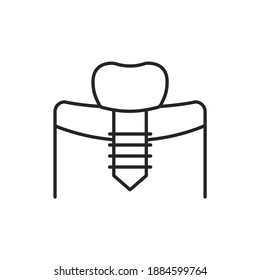 Icono de línea de color dental artificial. Pictograma para página web, aplicación móvil, promoción.