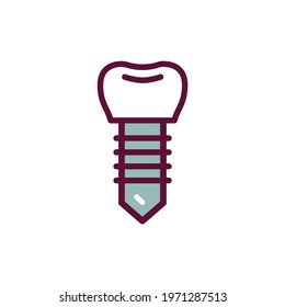 Artificial tooth color line icon. Isolated vector element. Outline pictogram for web page, mobile app, promo