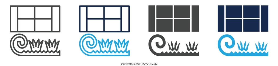 artificial turf icon set multiple concept