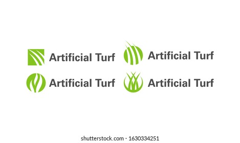 Artificial turf  logos. Grass company logo set