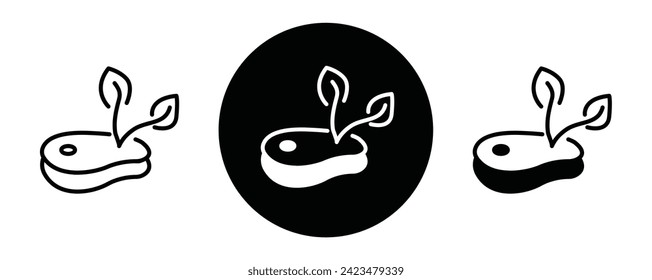 Artificial vegan meat outline icon collection or set. Artificial vegan meat Thin vector line art