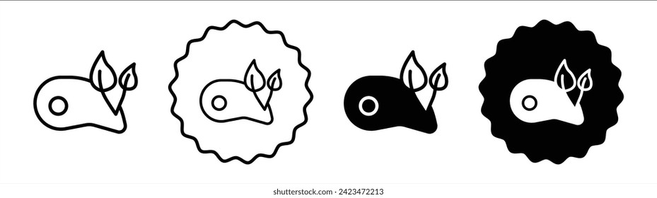 Artificial vegan meat set in black and white color. Artificial vegan meat simple flat icon vector