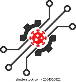 Artificial virus vector illustration. Flat illustration iconic design of artificial virus, isolated on a white background.